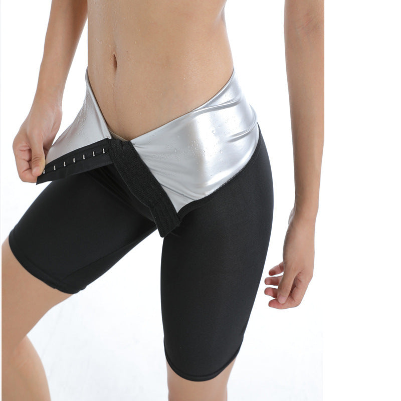 High-waisted design for tummy control and support. Sweat-enhancing fabric boosts calorie burn for better workout results