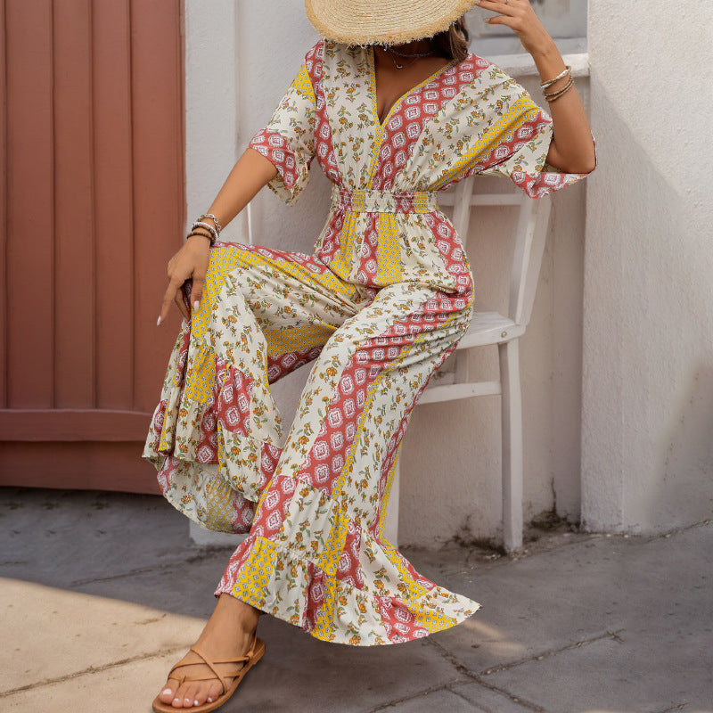 Trendy Boho-chic high waist jumpsuit for a relaxed yet fashionable look