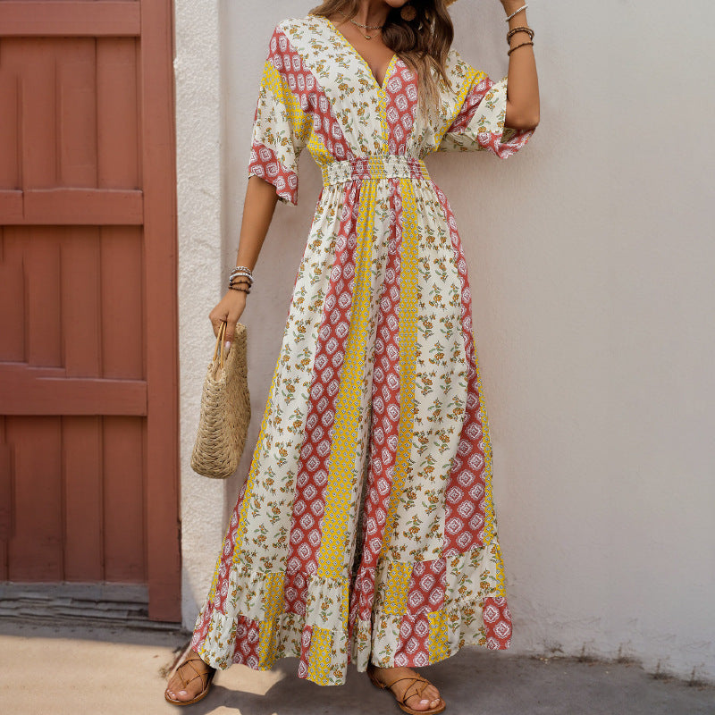 Trendy Boho-chic high waist jumpsuit for a relaxed yet fashionable look